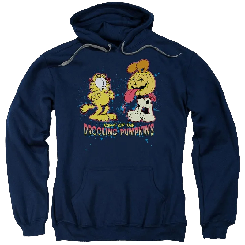 Garfield Drooling Pumpkins - Pullover Hoodie Oblong Neck Pullover