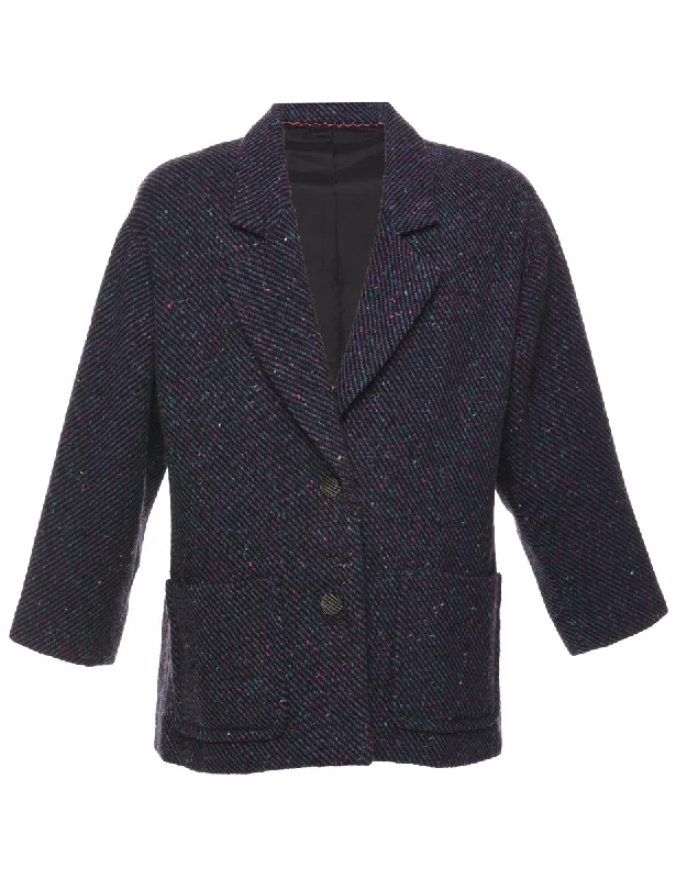Striped Pattern Wool Coat - L Bolero Crop Top Camisole