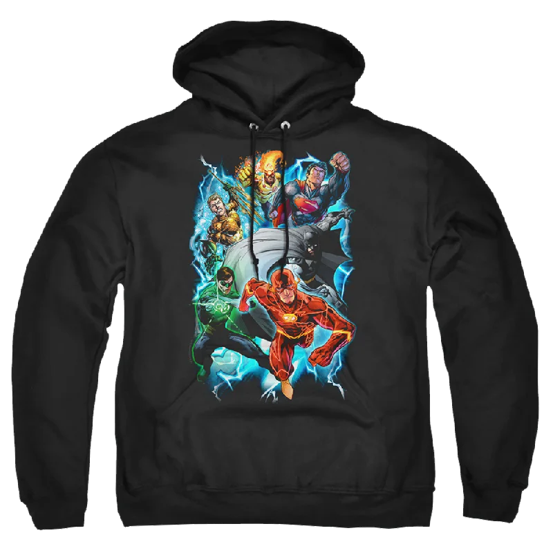 Justice League Electric Team Pullover Hoodie Asymmetrical Hem Sweater