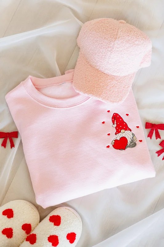 Hazel Blues® | Valentine Gnome Embroidered Sweatshirt Hoodie with Cuffed Sleeves Snug Secure Hazel Blues® | Valentine Gnome Embroidered Sweatshirt Hoodie with Cuffed Sleeves Snug Secure