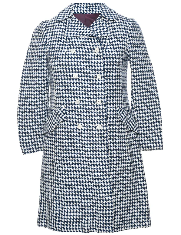 1960s Houndstooth Check Wool Coat - M Suede Jacket Faux Fur Jacket Puffer Jacket