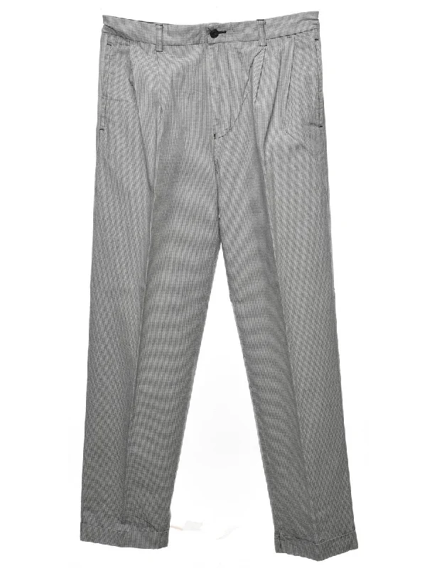 Nautica Dogtooth Checked Classic Trousers - W32 L32 Wide Leg Loose Fit Mid Waist