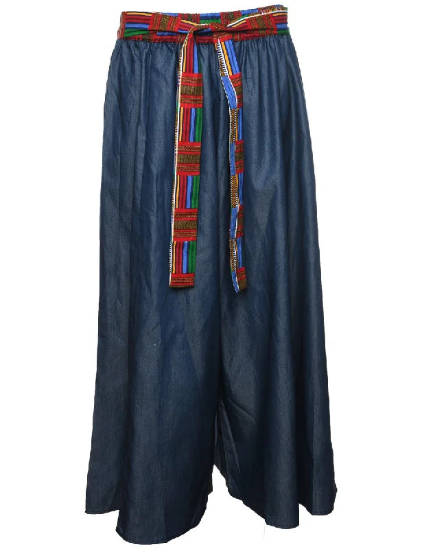 Wide-Leg Denim Contrast Belt Trousers - W29 L25 Trousers versatile functional