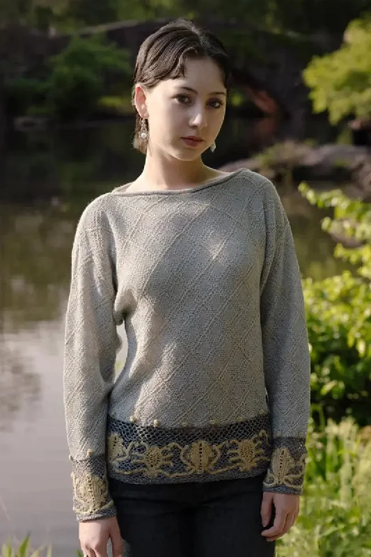 Pared Woman Pullover Heavenly Alpaca and Silk Asymmetrical Hem Sweater