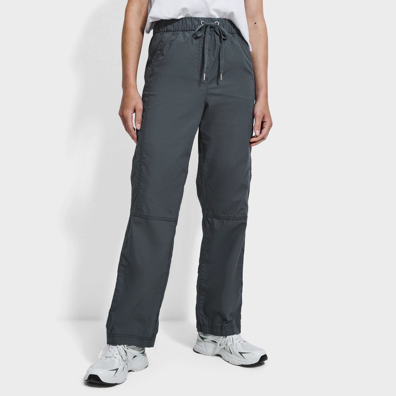 Ex Store Ladies Charcoal Drawstring Poplin Straight Leg Trousers Trousers stylish elegant Ex Store Ladies Charcoal Drawstring Poplin Straight Leg Trousers Trousers stylish elegant