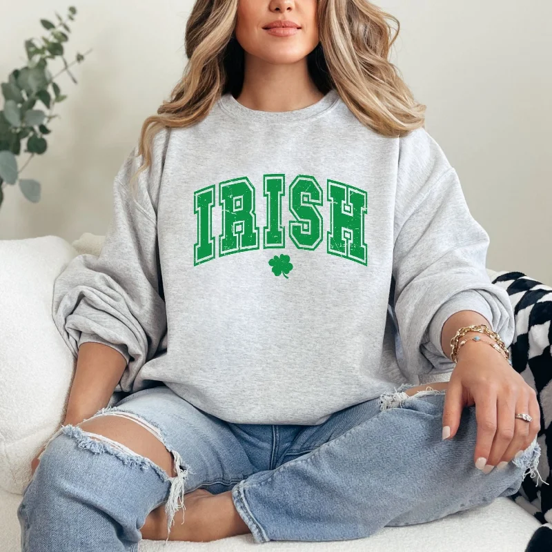 Hazel Blues® |  Irish Graphic Sweatshirt Hoodie with Hem Lace Feminine Delicate