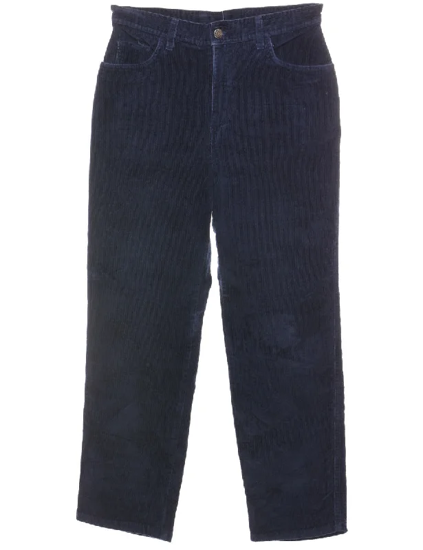Navy Corduroy Straight-Fit Trousers - W30 L27 Trousers Denim Distressed