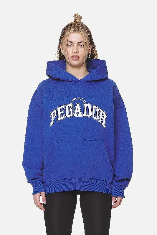 Wayruna Oversized Hoodie Washed True Blue Hoodie with Rhinestones Sparkly Elegant