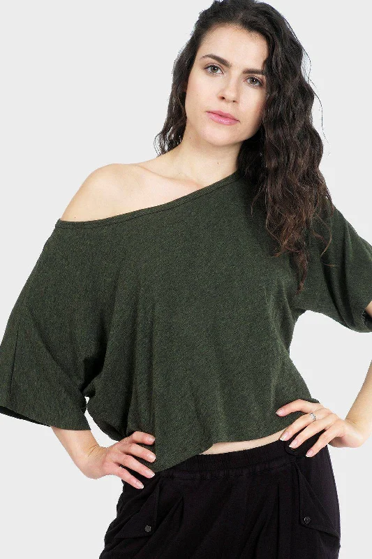 Lumi Crop Top (Heather Forest) Welt Pockets Slit Pockets Flap Pockets