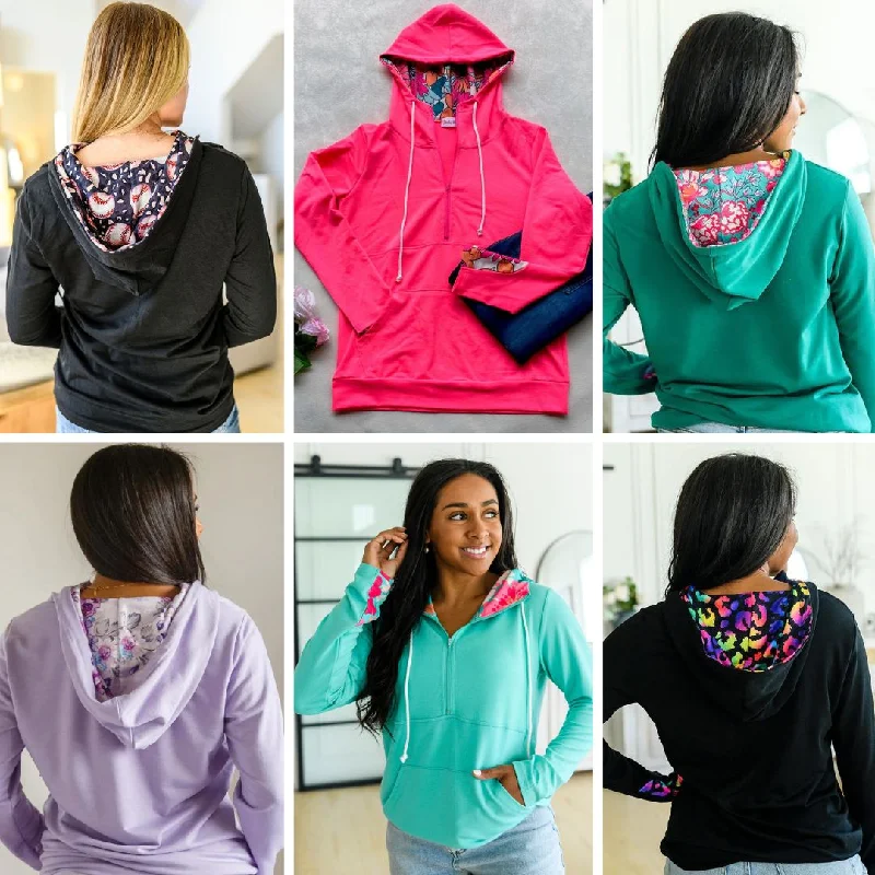 Hazel Blues® |  Audre Half Zip Hoodie in Six Colors Hoodie Sweatshirt Pullover