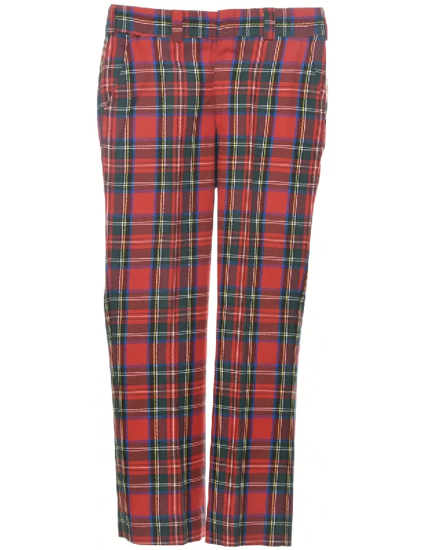 Plaid Pattern Trousers - W31 L30 Trousers cozy soft