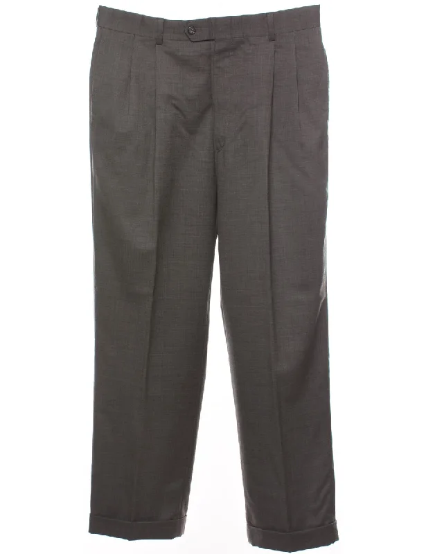 Tapered Grey Trousers - W34 L29 Trousers Culottes Wide Leg