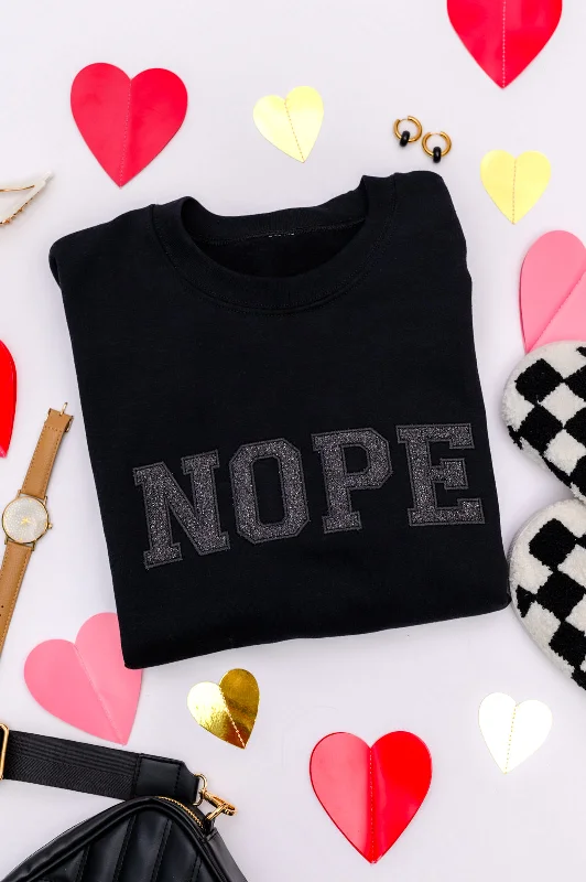 Hazel Blues® | Embroidered Nope Glitter Sweatshirt in Four Colors Hoodie with Magnetic Closure Innovative Modern Hazel Blues® | Embroidered Nope Glitter Sweatshirt in Four Colors Hoodie with Magnetic Closure Innovative Modern