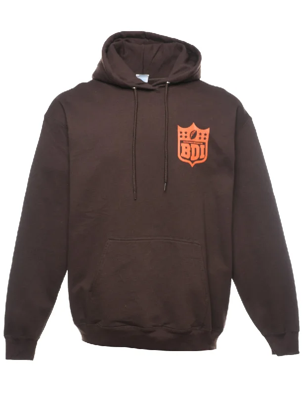 Brown & Orange Cleveland Printed Hoodie - XL Hoodie with Logo Branding Identity
