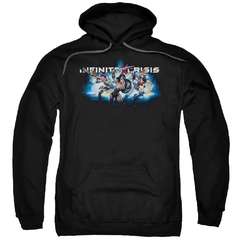 Infinite Crisis Ic Blue Pullover Hoodie Ribbed Crew Neck