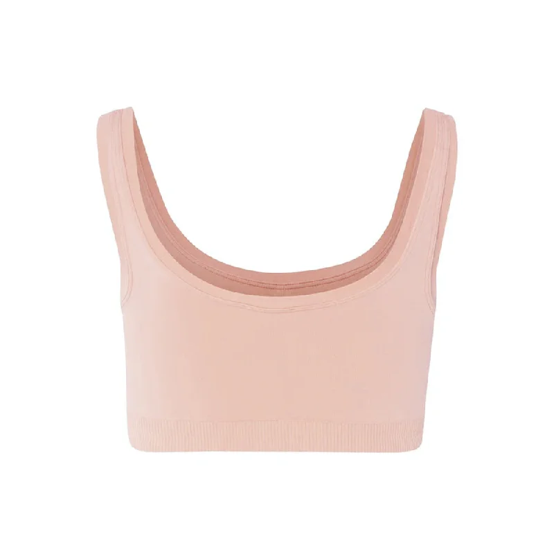 Touch Feeling Peach Whip Padded Crop Top Satin Blend Silk Blend Wool Blend