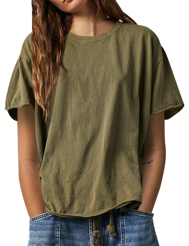 Women's Oversized T Shirts Casual Short Sleeve Shirts Loose Crewneck Drop Shoulder Pullover Tops Tees Chunky Knit Pullover