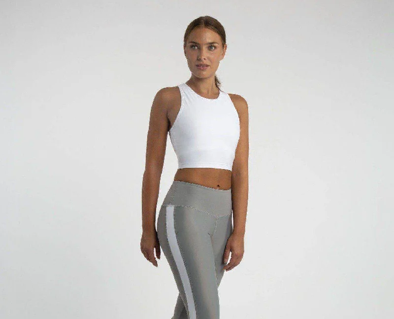 Compression Crop Top (Snow) Collared Crew Neck Turtle Neck