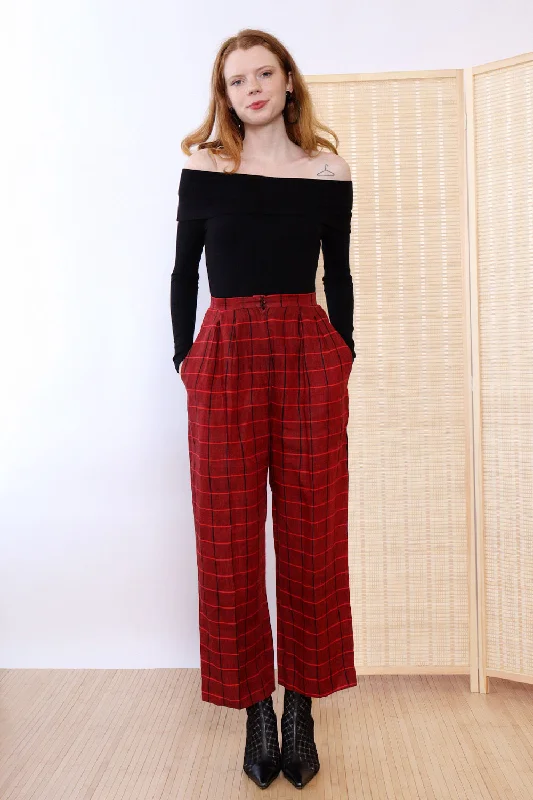 Givenchy Red Plaid Trousers XS Trousers Ceremony Elegant