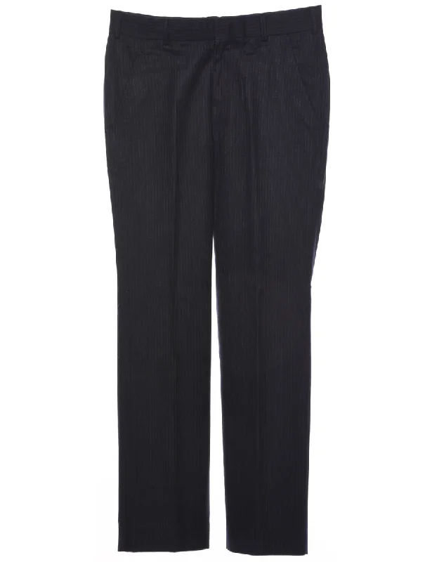 Pinstriped Navy Trousers - W32 L31 Trousers chic fashionable