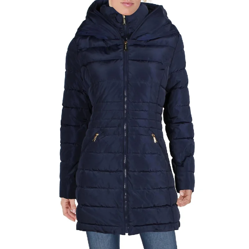 Laundry by Shelli Segal Quilted Mid-Length Puffer Coat with Bib Lining Crew Neck V-Neck Boat Neck Laundry by Shelli Segal Quilted Mid-Length Puffer Coat with Bib Lining Crew Neck V-Neck Boat Neck