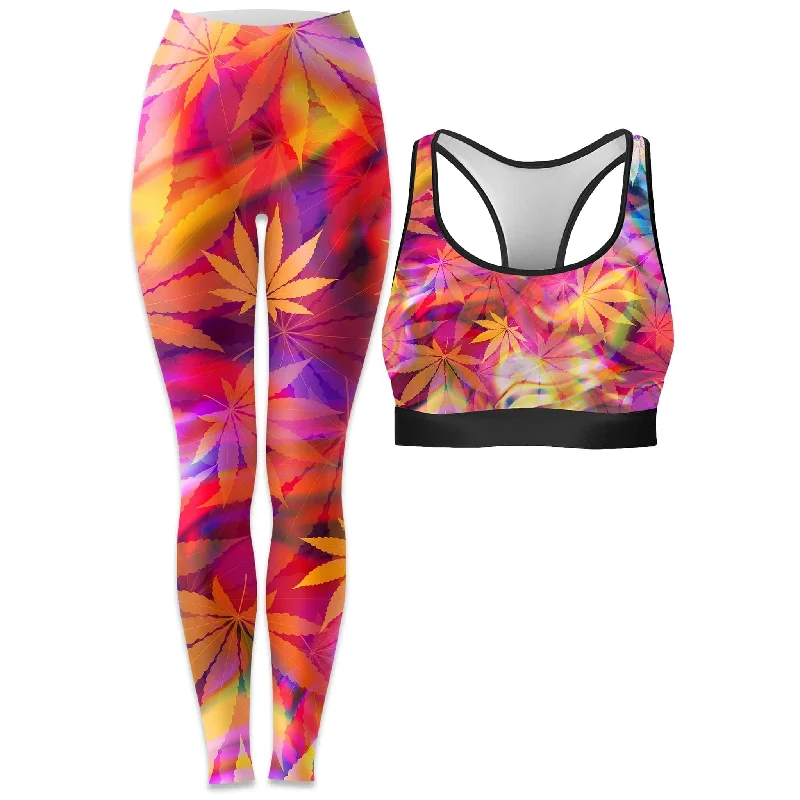 Ganja Dreamin Rave Bra and Leggings Combo Stylish Printed Stretch Leggings