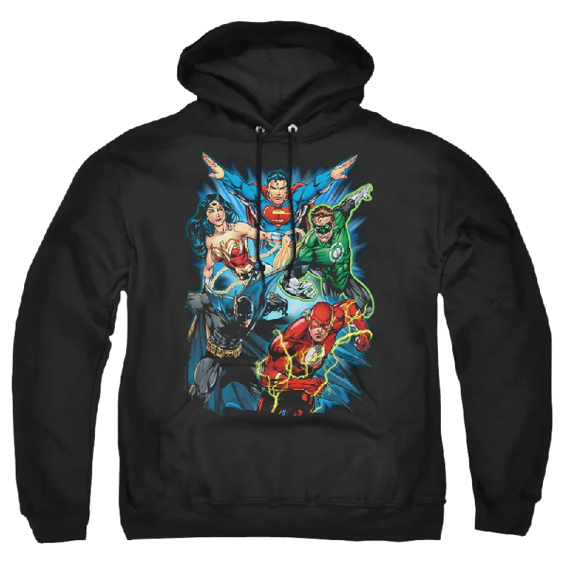 Justice League Jl Assemble Pullover Hoodie Button Front Sweater