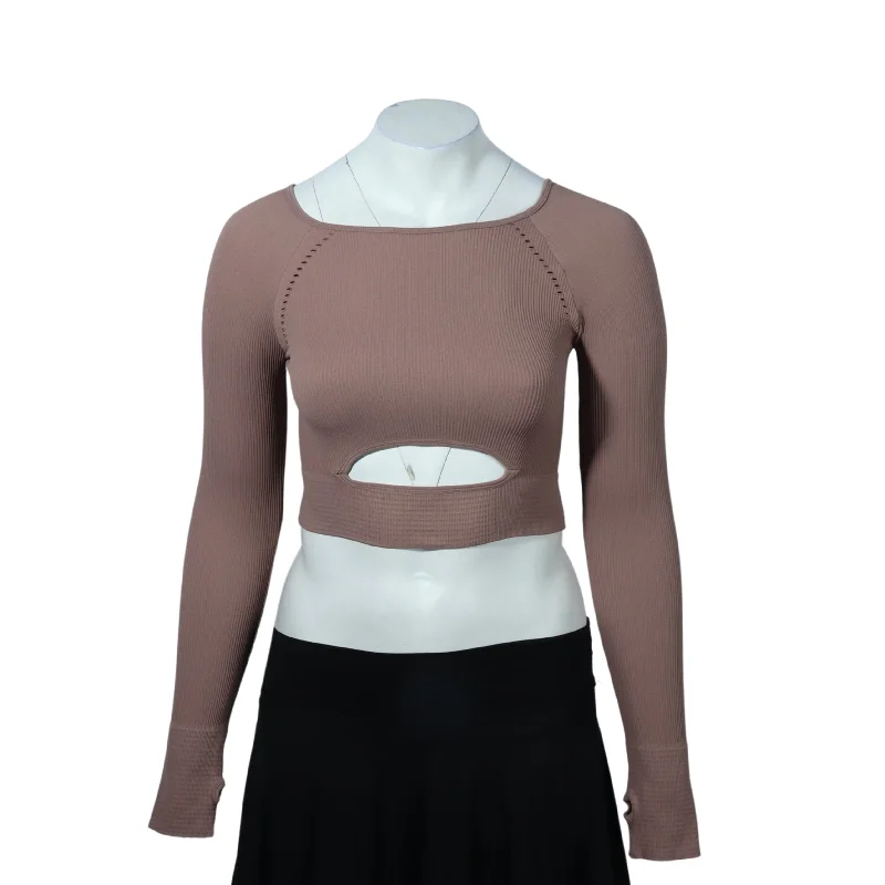 DINSEN - Ribbed crop top Solid Print Embellished
