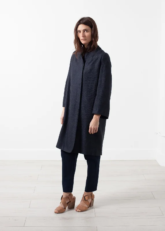 Woven Pleat Back Coat Front Pockets Side Pockets Patch Pockets
