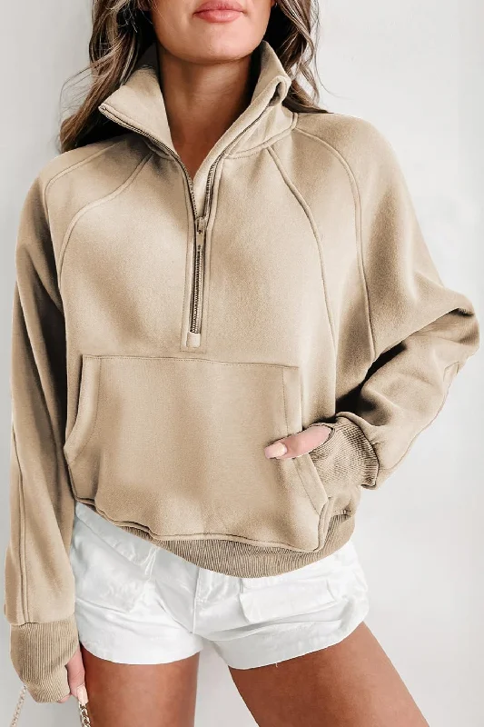 Hazel Blues® |  Half Zip Long Sleeve Sweatshirt Hoodie with Zipper Versatile Modern