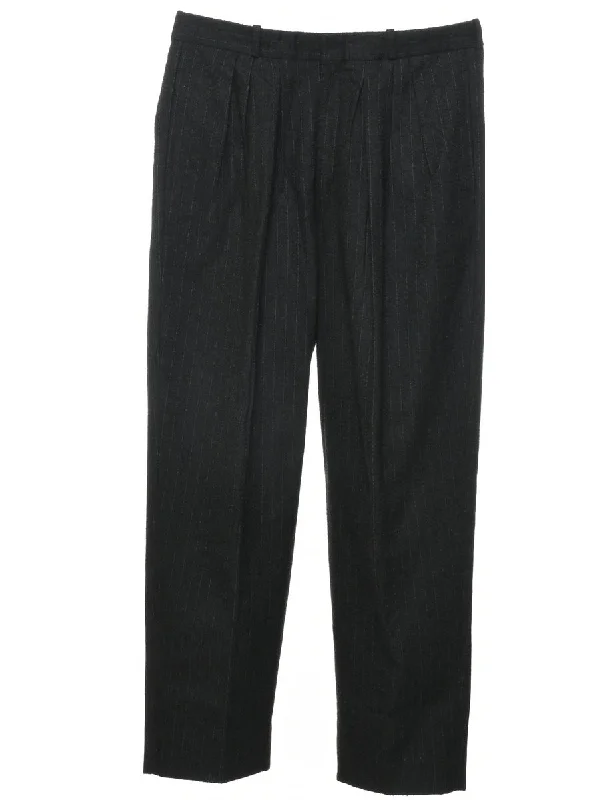 Pinstriped Black Trousers - W34 L30 Trousers versatile functional