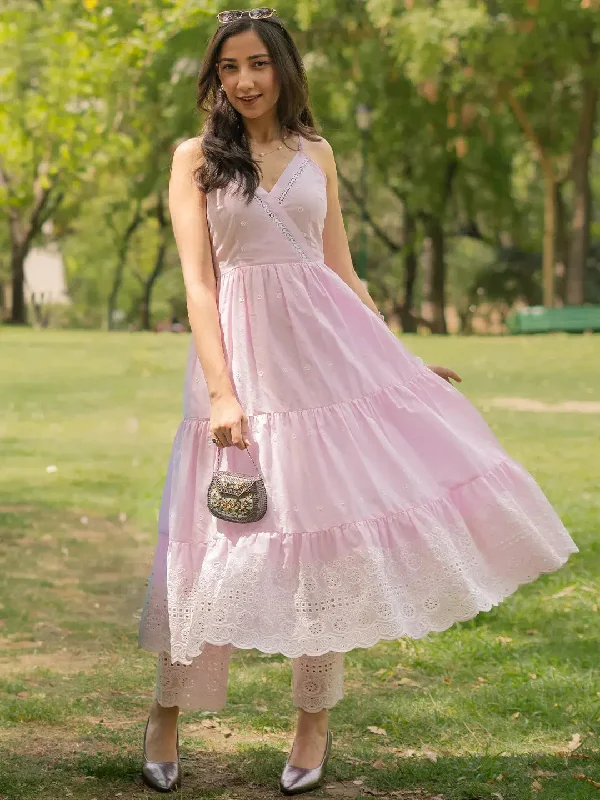 The Kiara Cut Pink Self Design Cotton Anarkali Kurta With Trousers Trousers Pleated Formal The Kiara Cut Pink Self Design Cotton Anarkali Kurta With Trousers Trousers Pleated Formal