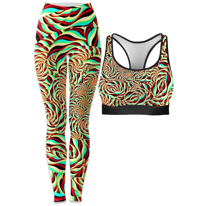 Horizon Trippy Rave Bra and Leggings Combo Stylish Athletic Wear Leggings