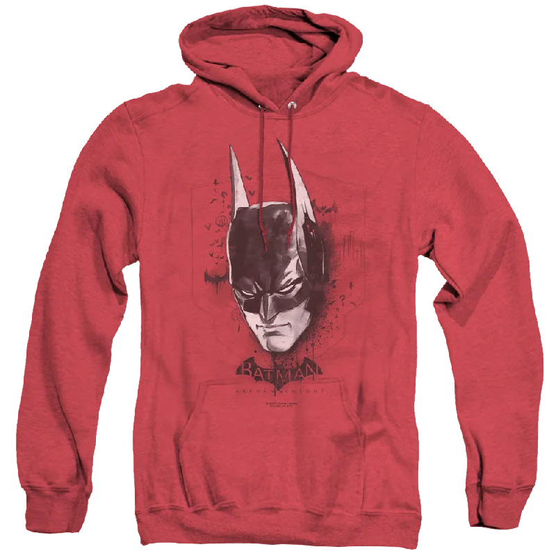 Batman Arkham Knight Ak Head - Heather Pullover Hoodie Button Front Sweater