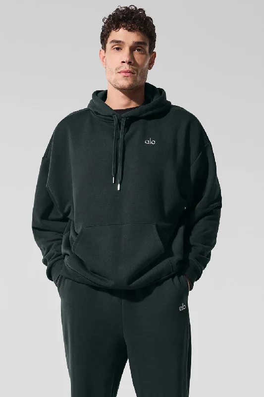 Accolade Hoodie - Charcoal Green Hoodie with Typography Text Message