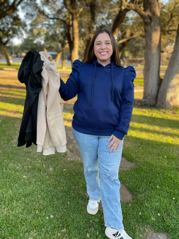 Hazel Blues® | PREORDER: Elevate Your Status Puff Sleeve Hoodie in Three Colors Hoodie with Patch Decorative Personalized Hazel Blues® | PREORDER: Elevate Your Status Puff Sleeve Hoodie in Three Colors Hoodie with Patch Decorative Personalized