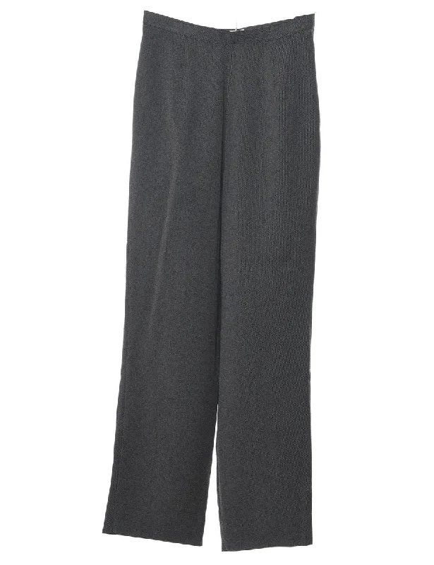 High Waist Casual Dark Grey Trousers - W24 L30 Trousers Brand Named