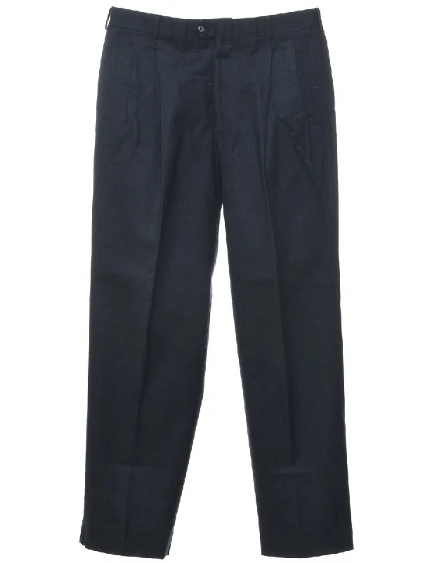 Wool Navy Trousers - W33 L31 Trousers fashionable trendy