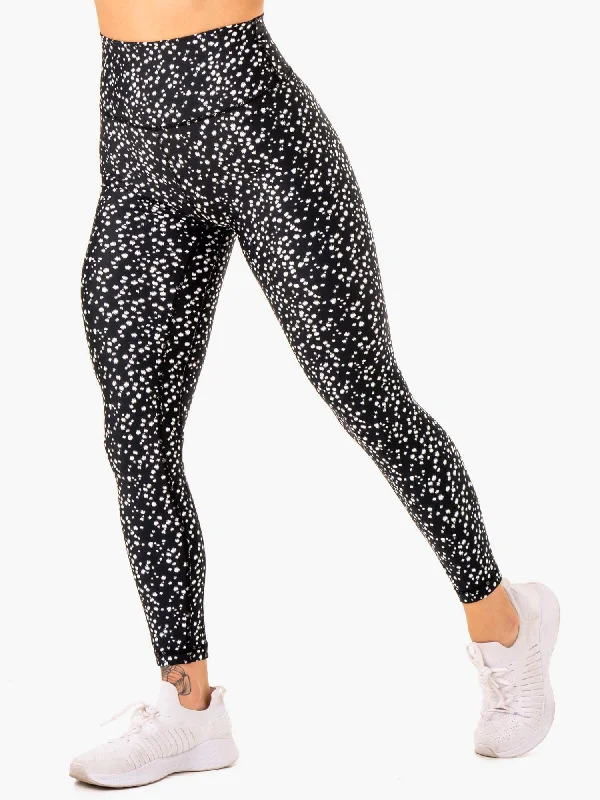 Reform High Waisted Leggings - Black Speckle Trendy Side-Pocket Leggings