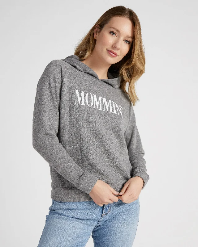 Mommin' Graphic Hoodie Hoodie with Snap Buttons Easy Quick