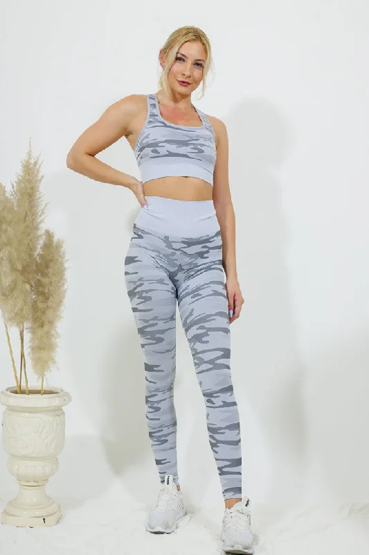 Legging and Top Set - Army Gray Trendy Tie-Dye Leggings