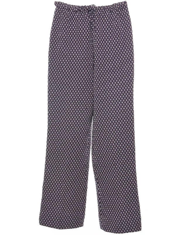 Geometric Pattern  Blue & Red Straight-Fit Trousers - W26 L30 Trousers Prom Sequined