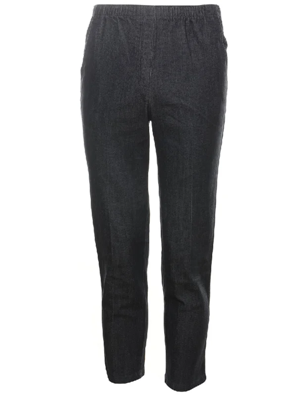 Dark Wash Denim Trousers - W28 L28 Trousers High Rise Slim Fit