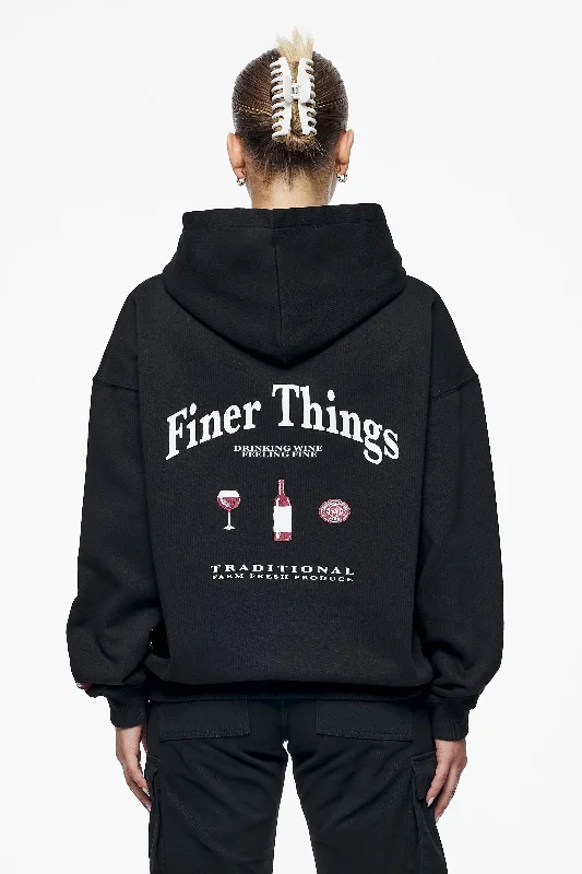 Siesta Oversized Hoodie Washed Vintage Black Hoodie with Logo Branding Identity