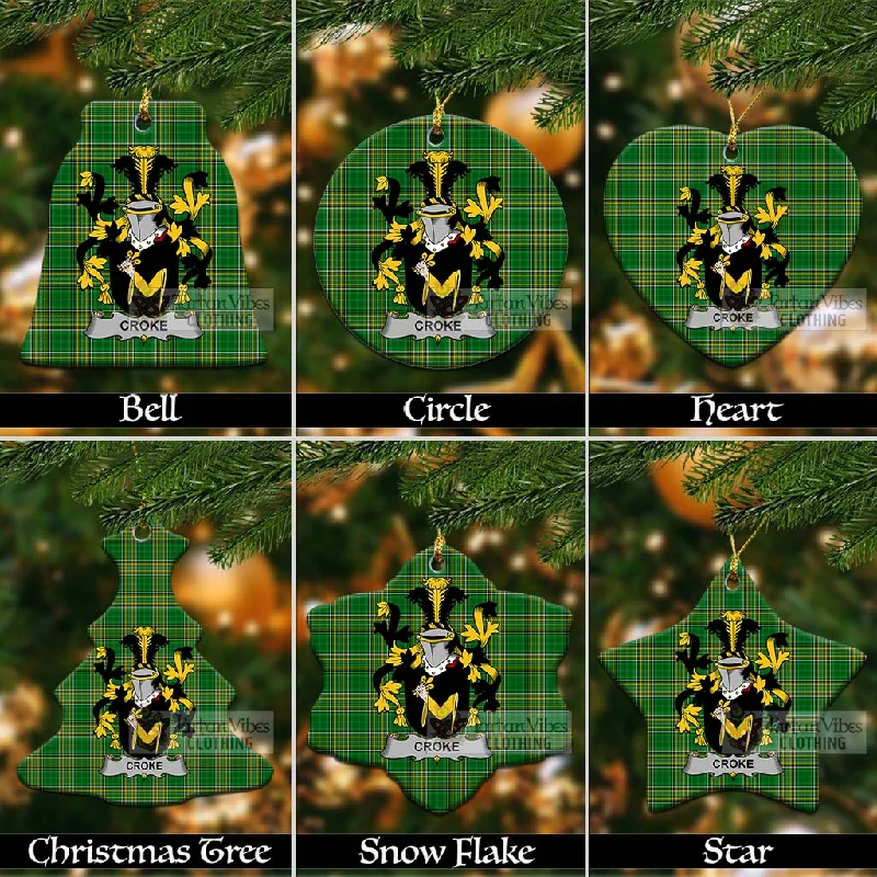 Croke Irish Clan Tartan Christmas Ceramic Ornament with Coat of Arms Turtleneck Wrap Cape Croke Irish Clan Tartan Christmas Ceramic Ornament with Coat of Arms Turtleneck Wrap Cape