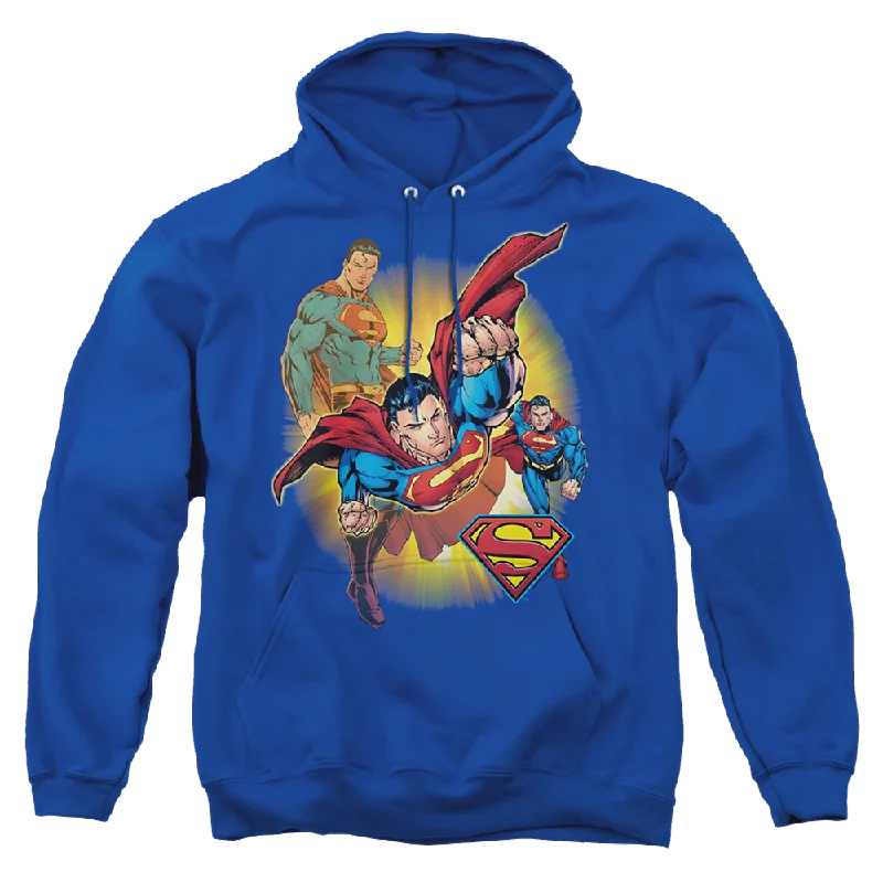 Justice League Superman Collage Pullover Hoodie Bardot Neck Top
