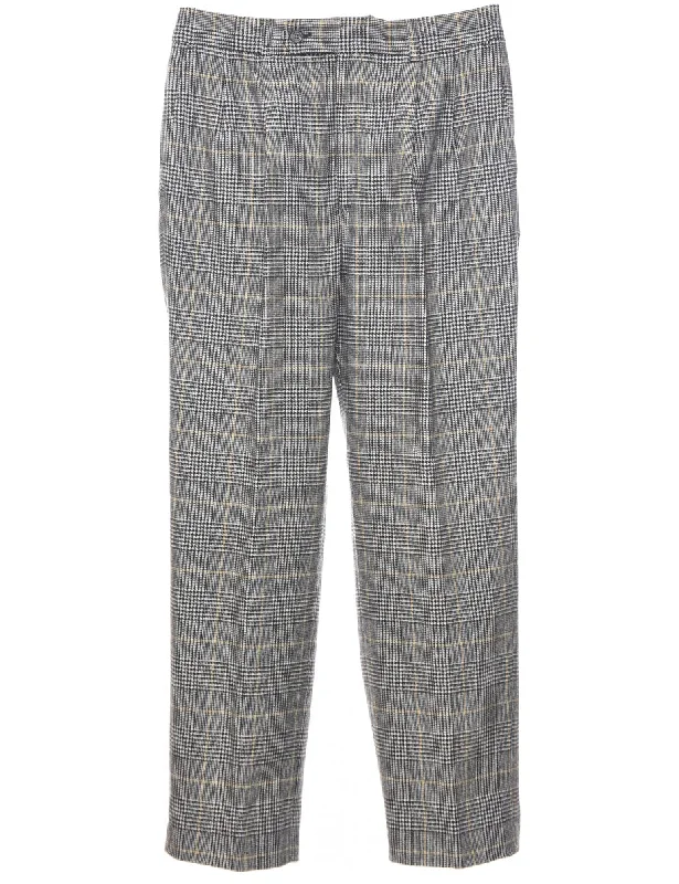 Wool Checked Pattern Trousers - W32 L29 Trousers Custom Made