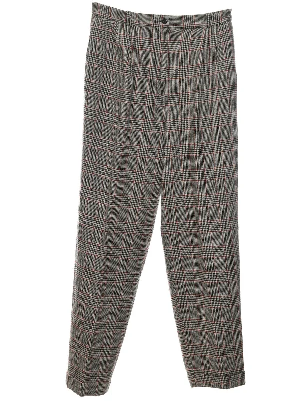 Dogtooth Check Tapered Trousers - W28 L28 Trousers luxurious premium