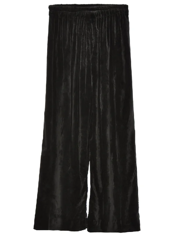 Velvet Fabric Black Trousers - W24 L27 Trousers Business Professional