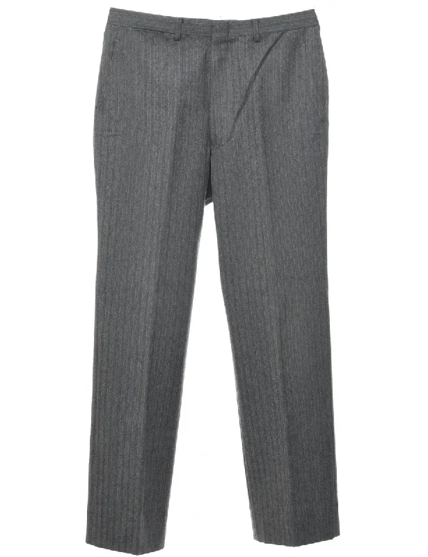 Herringbone Tweed Trousers - W32 L30 Chinos Cotton Straight Leg